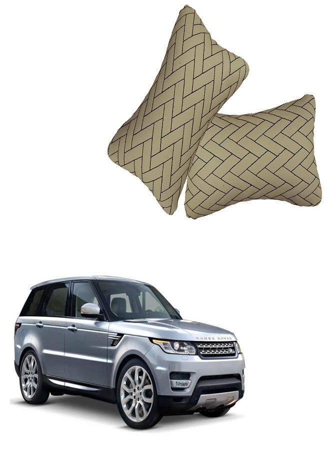 Adroitz Beige Zig-Zag Design Car Neck Rest Cushion with Adjustable Straps_2156 - Image 1